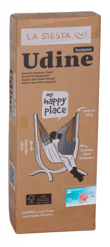 La Siesta viseči stol Udine s stojalom Eucalyptus Vremensko odporen mandelj