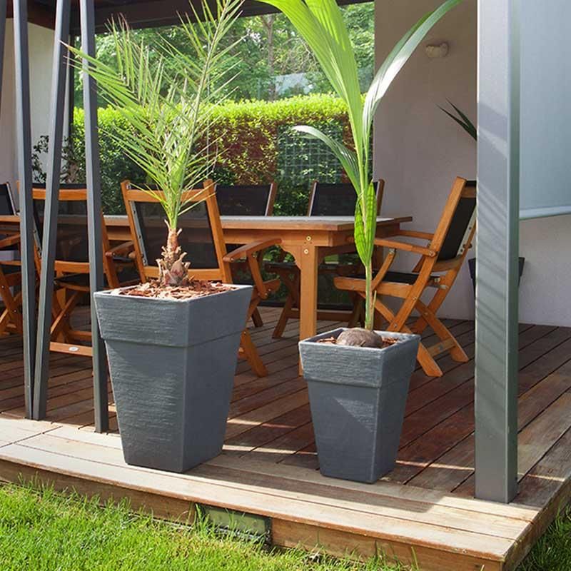 Zunanja cvetlična korita Quadro - Beljena imitacija lesa L