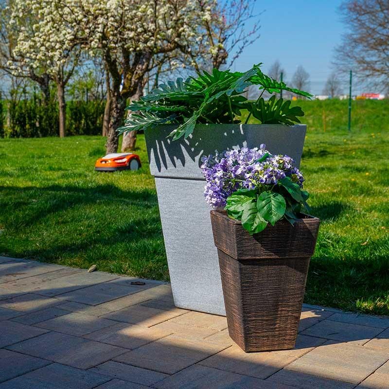 Zunanja cvetlična korita Quadro - Beljena imitacija lesa L