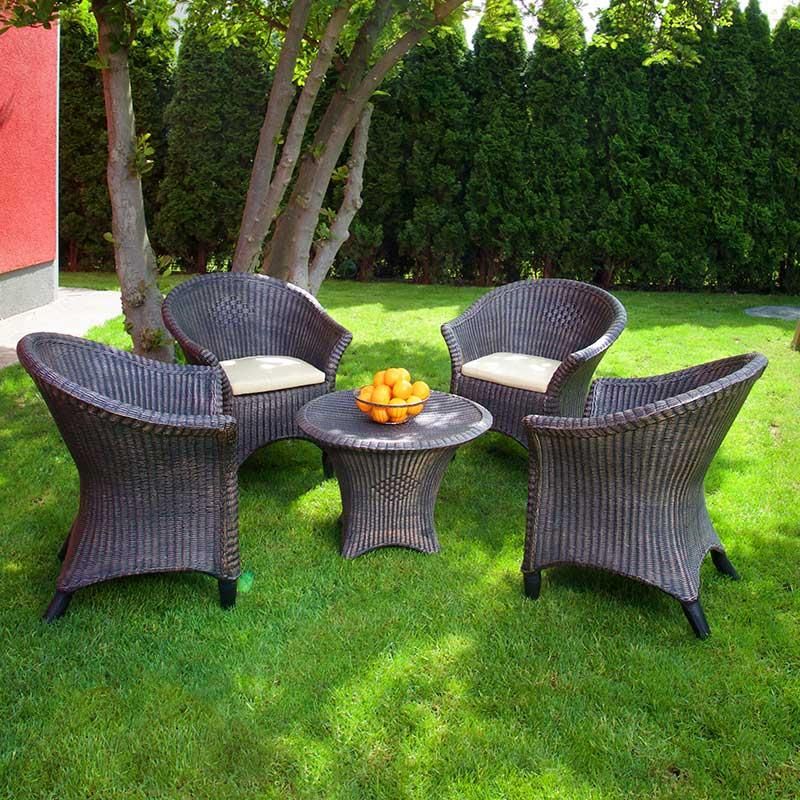 Visoka miza Ratan s steklom - bakrena imitacija lesa