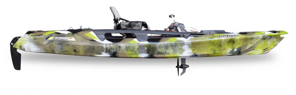 Kajak za ribolov Feelfree Dorado Motodrive lime camouflage