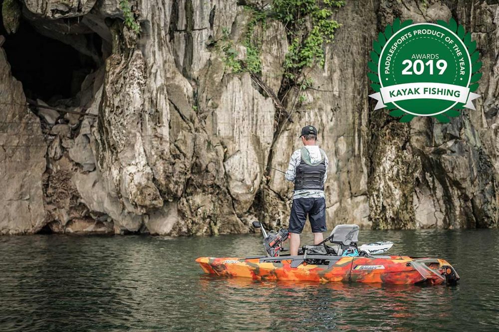 Kajak za ribolov Feelfree Dorado Motodrive orange camo