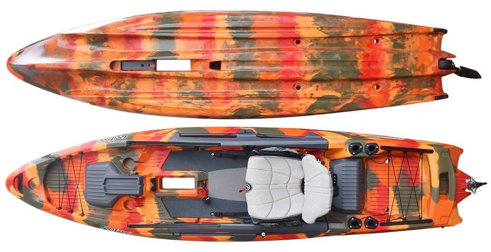 Kajak za ribolov Feelfree Dorado Motodrive orange camo