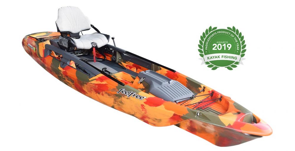Kajak za ribolov Feelfree Dorado Motodrive orange camo