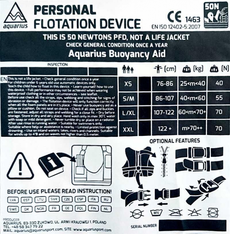 Rešilni jopič Aquarius MQ PLUS L/XL 70N Rdeč