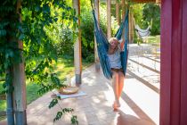 La Siesta viseči stol Cumbia bio bombaž nebeško modra